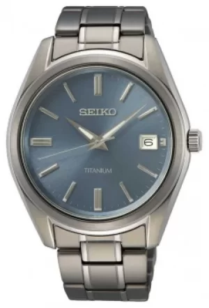 Image of Seiko Mens Quartz Titanium Blue Dial SUR371P1 Watch