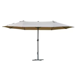 Image of Outsunny 4.6m Garden Parasol Double-Sided Sun Umbrella Patio Market Shelter Canopy Shade Outdoor Khaki