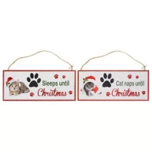 Image of Santa Paws Oblong Plaque Cat