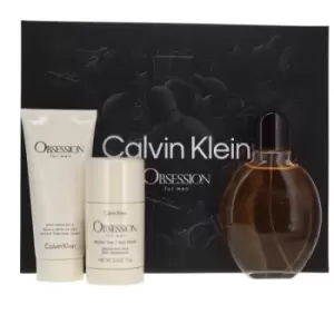 Image of Calvin Klein Obsession Men 125ml Eau de Toilette Gift Set 75ml Deodorant, 100ml Aftershave Balm for Him