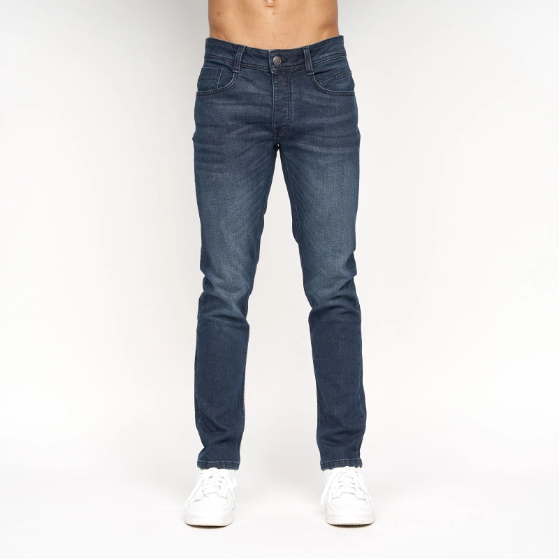 Image of Crosshatch Crosshatch Men Malcolm Slim Fit Jeans in Dark Blue Size: 40S Dark Blue 40S Male 5059294417785