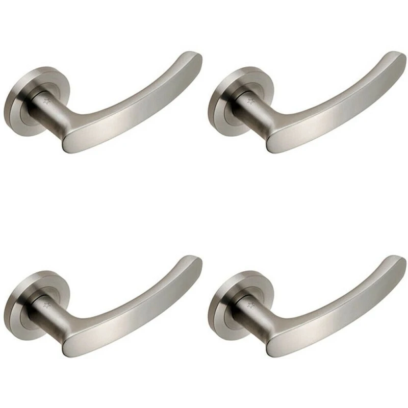 Image of Loops 4x PAIR Curved Handle with Rounded Ends Concealed Fix Round Rose Satin Steel Metallics