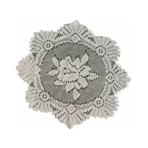 Image of Monica Lace Traditional Rose Pattern Doily Kitchen Dining Room Table Linen 20 Round Cream - Cream