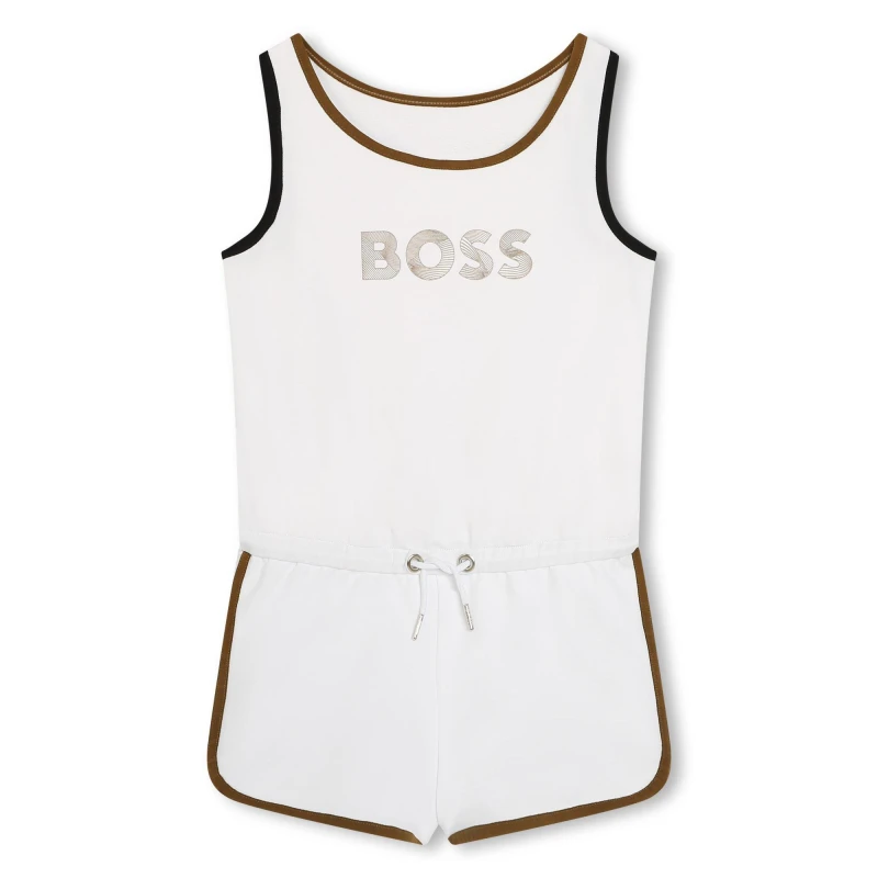 Image of Boss Kids Sleeveless Cotton Fleece Lined Playsuit White 10P female 12Y