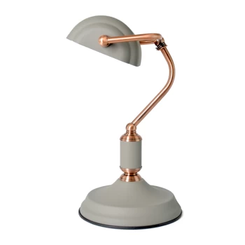 Image of 35w 'Emperor' Bankers Lamp - Sand Grey / Copper