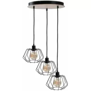 Image of Keter Soho Cluster Pendant Ceiling Light Wood, 32cm, 3x E27