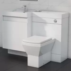 Image of 1200mm White Toilet and Sink Unit Left Hand with Square Toilet - Agora