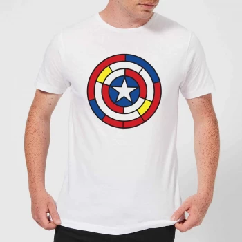 Image of Marvel Captain America Stained Glass Shield Mens T-Shirt - White - XS