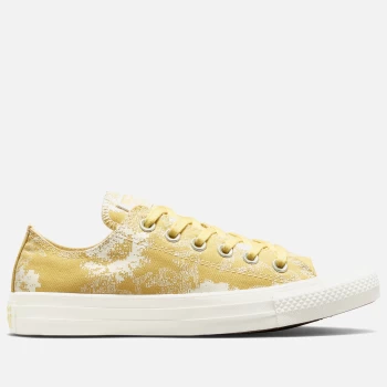 Image of Converse Womens Chuck Taylor All Star Hybrid Floral Ox Trainers - Saturn Gold/Egret/Saturn Gold - UK 4