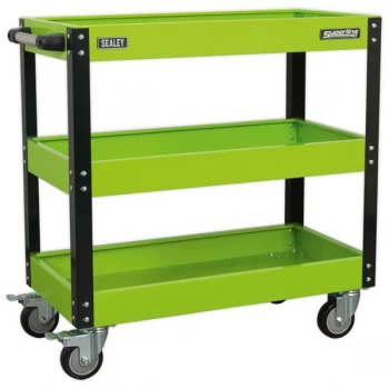 Image of Sealey CX110HV Workshop Trolley 3-Level Heavy-Duty - Hi-Vis Green