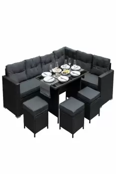 Image of Rattan Corner Set - Black