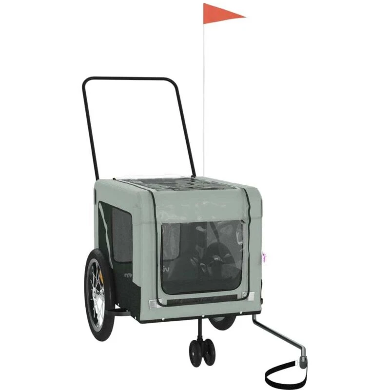 Image of VIDAXL Vidaxl - Pet Bike Trailer Grey and Black Oxford Fabric and Iron 8720845770228