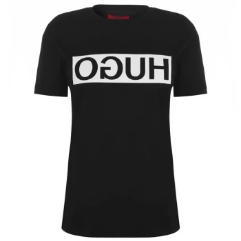 Image of HUGO Demali Reverse Logo T Shirt - Black