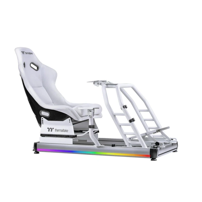 Image of Thermaltake GR500 Snow Racing Simulator Cockpit - White, Adjustable Full-Frame Driving Rig for PC & Console Racing - GSC-R50-CPASWH-01