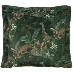Image of Evans Lichfield Manyara Leopard Cushion Cover (One Size) (Green)