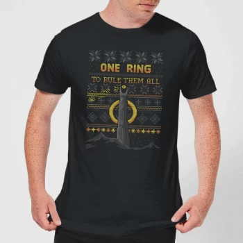 Image of The Lord Of The Rings One Ring Mens Christmas T-Shirt in Black - 4XL - Black