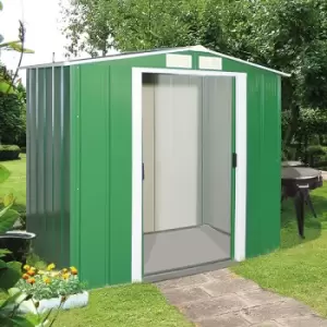 Image of 6' x 6' Sapphire Apex Green Metal Shed (2.02m x 1.82m)
