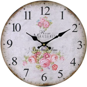 Image of Shabby Chic Pink Rose Live, Laugh, Love Wall Clock