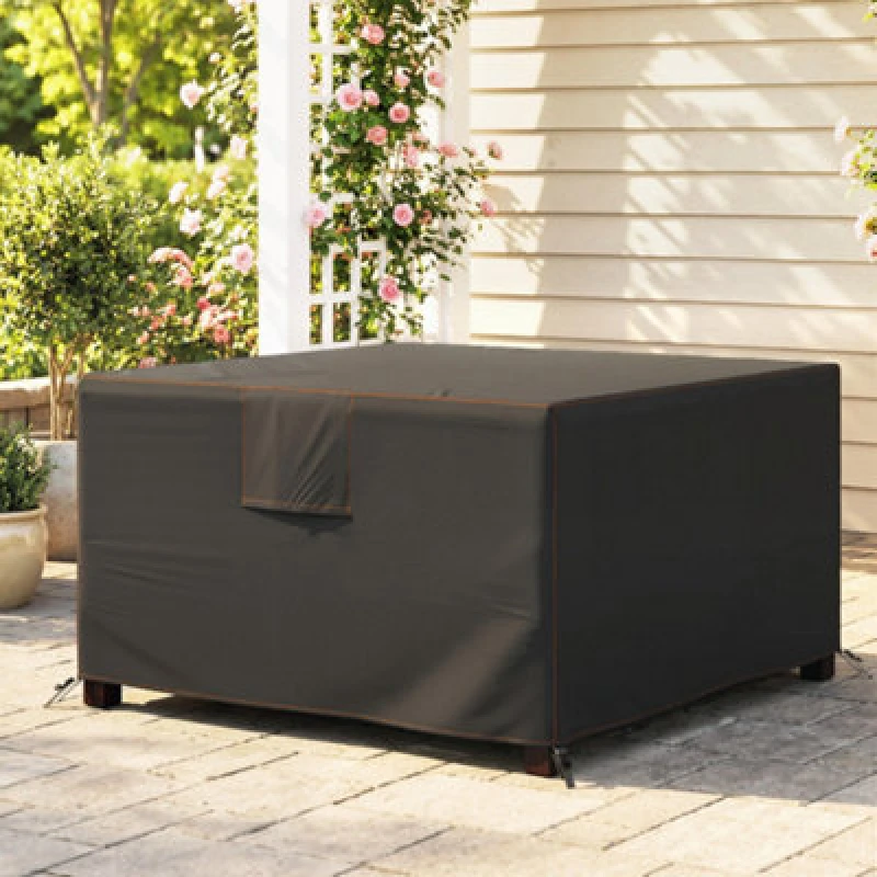 Image of Outsunny Garden Furniture Cover, 420D Waterproof, 125 X 125 X 74 Cm, Black