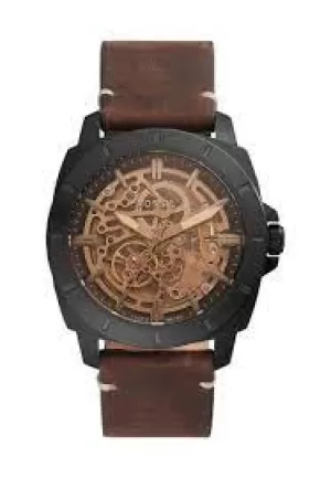 Image of Fossil Mens Privateer Sport Mechanical Leather Watch - Brown
