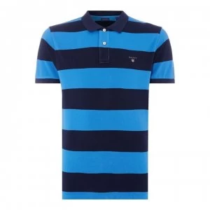 Image of Gant Bar Striped Polo Shirt - Blue 424