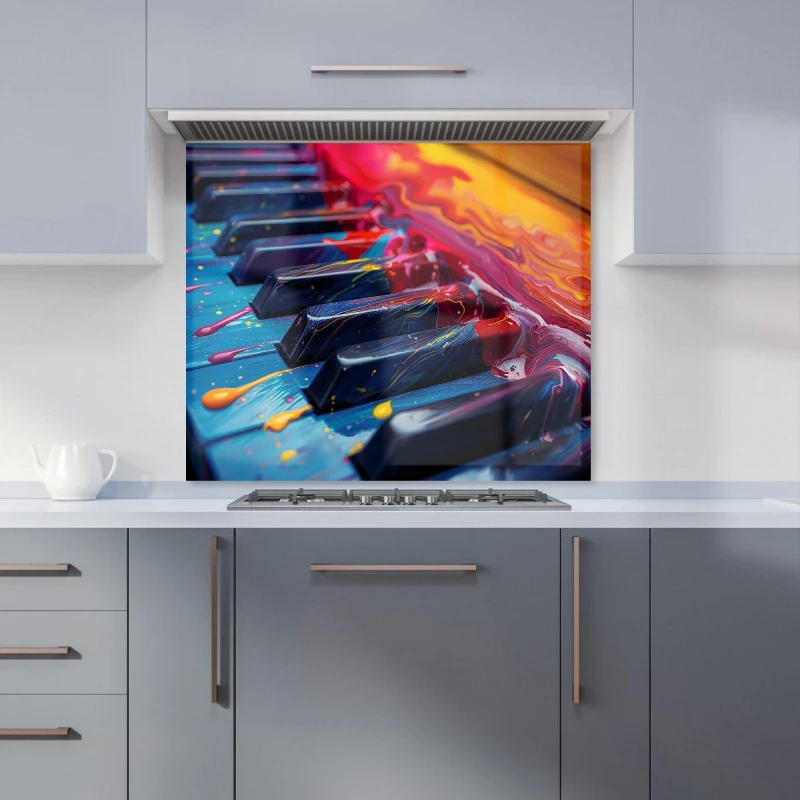 Image of Warren Reed - Designer Colorful Melody: A Piano's Dream Kitchen Splashback Size: 900mm x 750mm Multicolor Unisex 900mm x 750mm