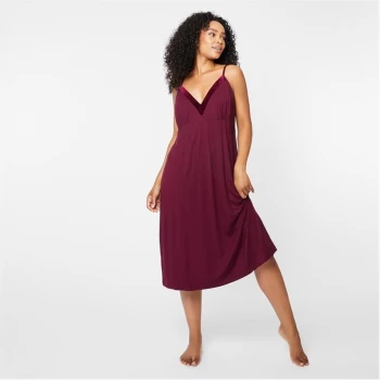 Image of Biba BIBA Velvet Trim Midi Chemise - bordeau