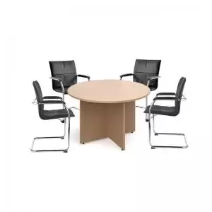 Image of Bundle deal 4 x Essen visitors chairs with RT12 meeting table - beech