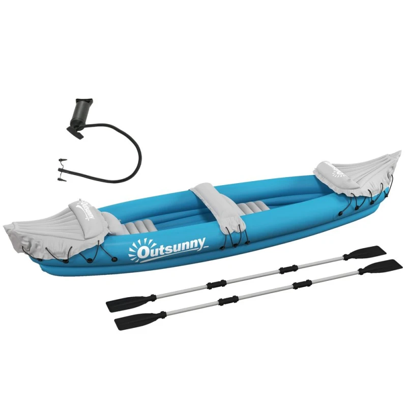 Image of Outsunny 2 Person Inflatable Kayak w/ Air Pump - Blue A31-006V01BU