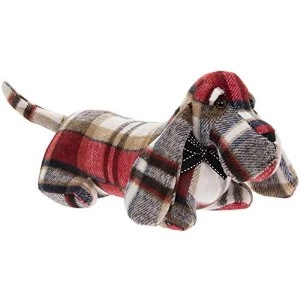 Image of Red Check Dachshund Sausage Dog Doorstop By Lesser & Pavey