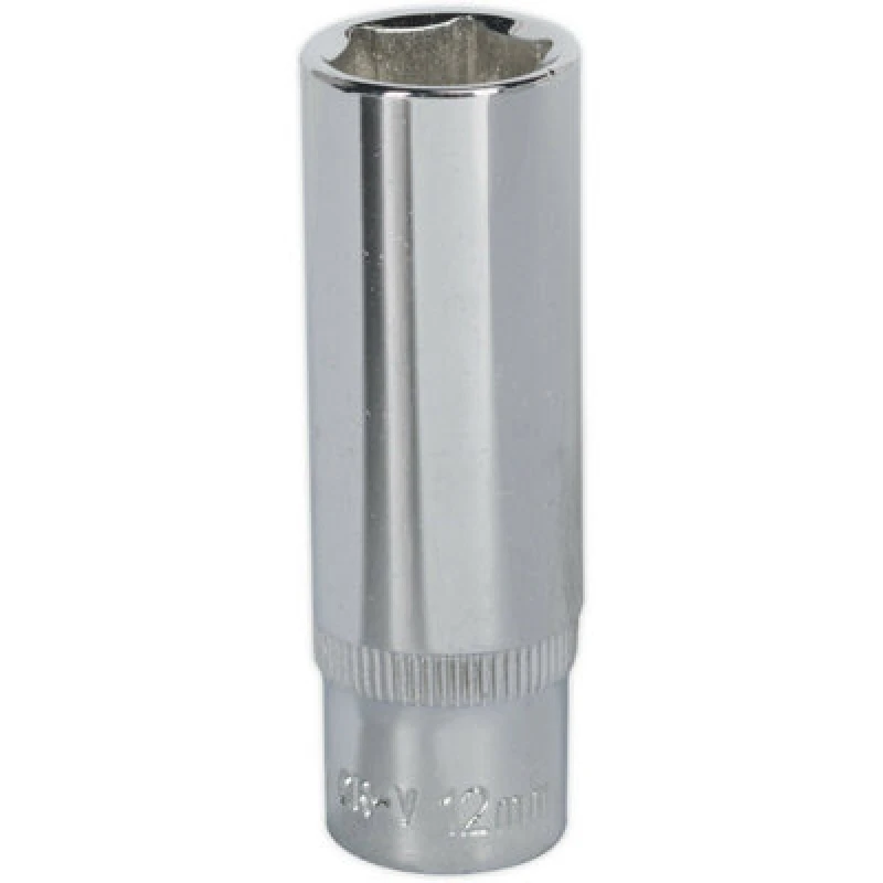 Image of Loops 12mm Forged Steel DEEP Drive Socket - 1/4" Square Drive Polished Chrome Vanadium Metallics