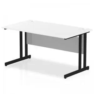 Image of Impulse 1400 x 800mm Straight Desk White Top Black Cantilever Leg