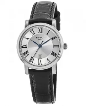 Image of Tissot Carson Automatic Silver Dial Black Leather Strap Womens Watch T122.210.16.033.00 T122.210.16.033.00