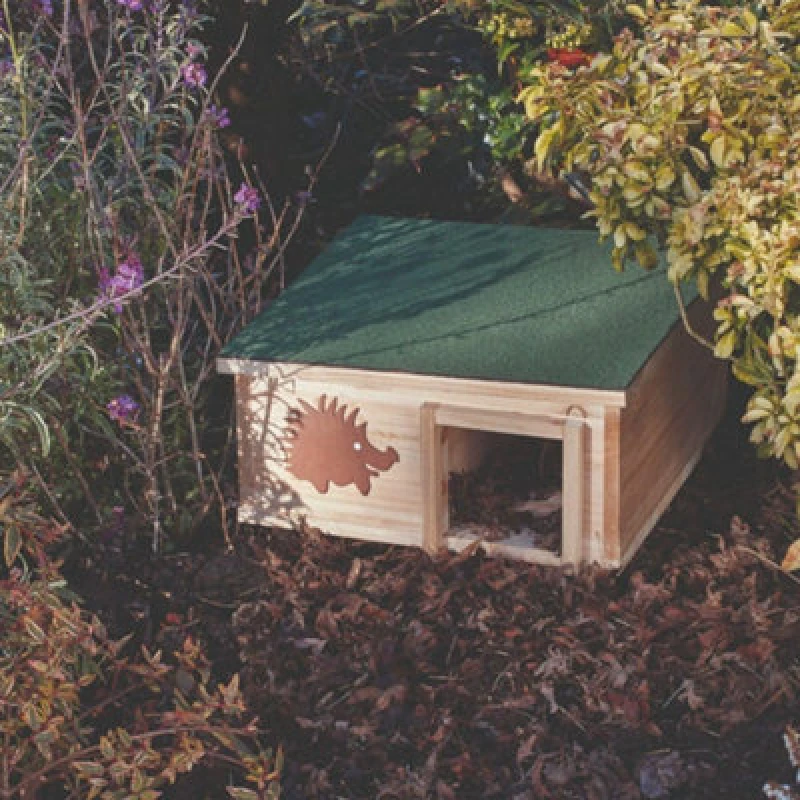 Image of Thompson & Morgan Hedgehog House - Durable Fir Wood Hibernation Shelter With Waterproof Roof - Safe Educational Wildlife Garden Bo