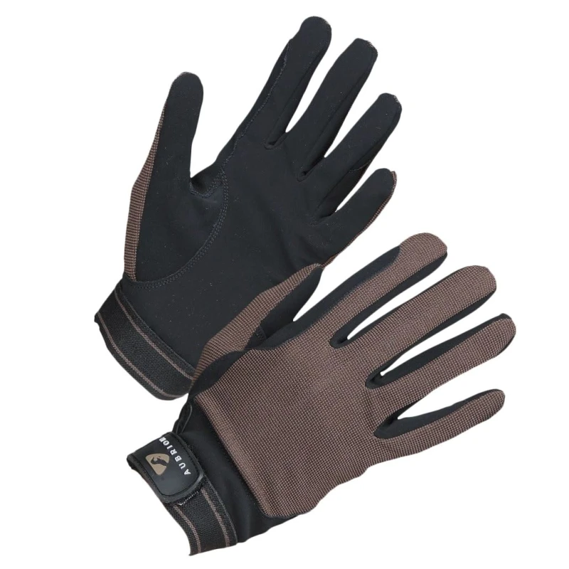 Image of Aubrion Mesh Riding Gloves in Brown Size: Small Brown Unisex S