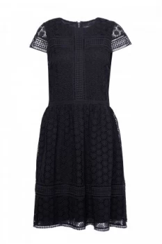 Image of French Connection Parker Lace Fit And Flare Dress Utility Blue