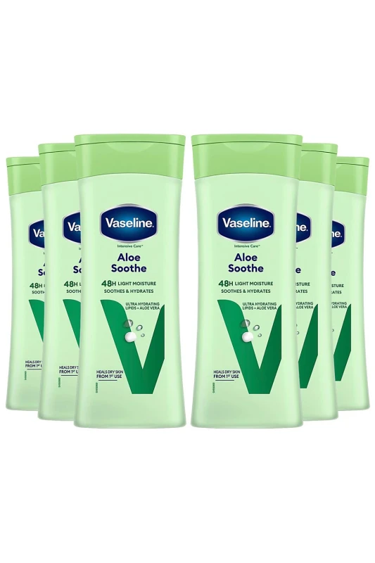 Image of Vaseline Womens 6x Intensive Care 'Body Lotion', Aloe Soothe, 400ml in White White Female