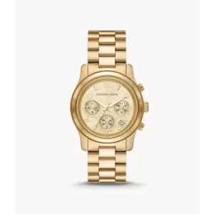 Image of Michael Kors Womens Runway Chronograph Gold-Tone Stainless Steel Watch - Gold