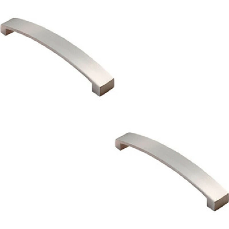 Image of Loops 2x Flat Curved Bow Pull Handle 172 x 25mm 160mm Fixing Centres Satin Nickel Metallics unisex