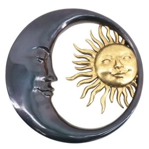 Image of Celestial Bodies Sun and Moon Wall Plaque
