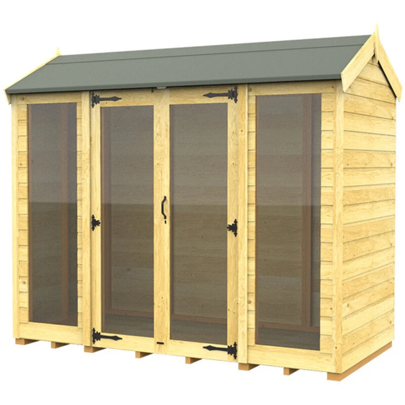 Image of Flat Pack Sheds DIY Sheds 8 x 4 Apex Summer House (Full Height Window), Brown 8X4AFHWSHFF