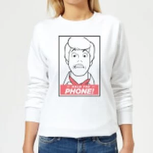 Image of Scooby Doo Hold The Phone Womens Sweatshirt - White - M