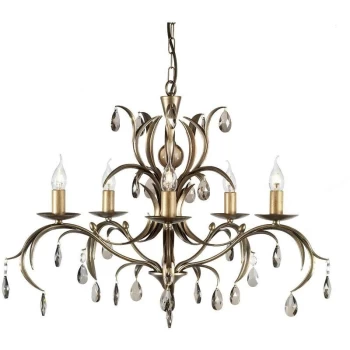 Image of Lily - 5 Light Chandelier Metallic Bronze Floral Leaves Design - Elstead