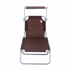 Image of Alfresco Premium Reclining Sun Lounger with Overhead Canopy, Brown