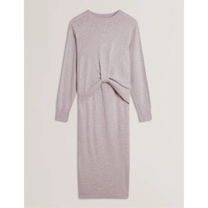 Image of Ted Baker Womens Midi Knitted Jumper Dress Grey-Marl female 8 (XS)