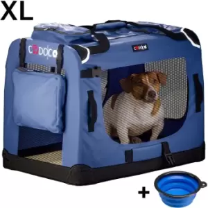 Image of Cadoca - Pet Carrier Fabric Dog Cat Rabbit Transport Bag Cage Folding Puppy Crate xl - Navy Blau (de)