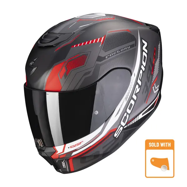 Image of Scorpion Exo-391 Haut Matt Black-Silver-Red Full Face Helmet L