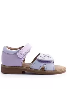 Image of Start-rite Seashore Girls Purple Iridescent Leather Shell Design Riptape Summer Sandals - Purple, Lilac, Size 6 Younger