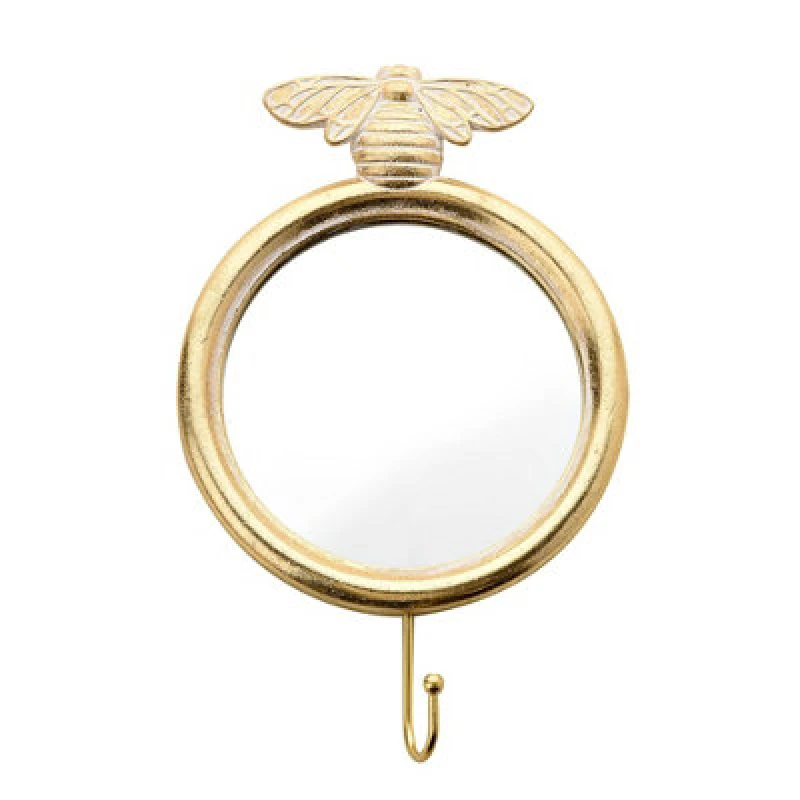 Image of Hestia Gold Finish Bee Wall Hook Mirror