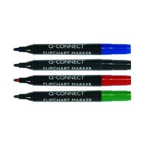 Image of Q-Connect Flipchart Marker Pen Bullet Tip Assorted Pack of 4 KF01551